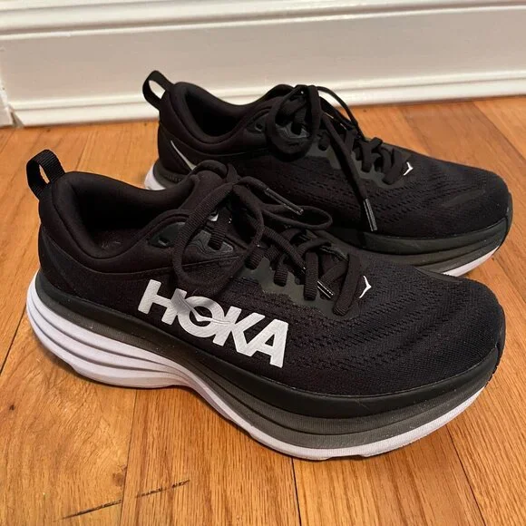 Hoka Bondi 8 Black and White - Picture 1 of 7
